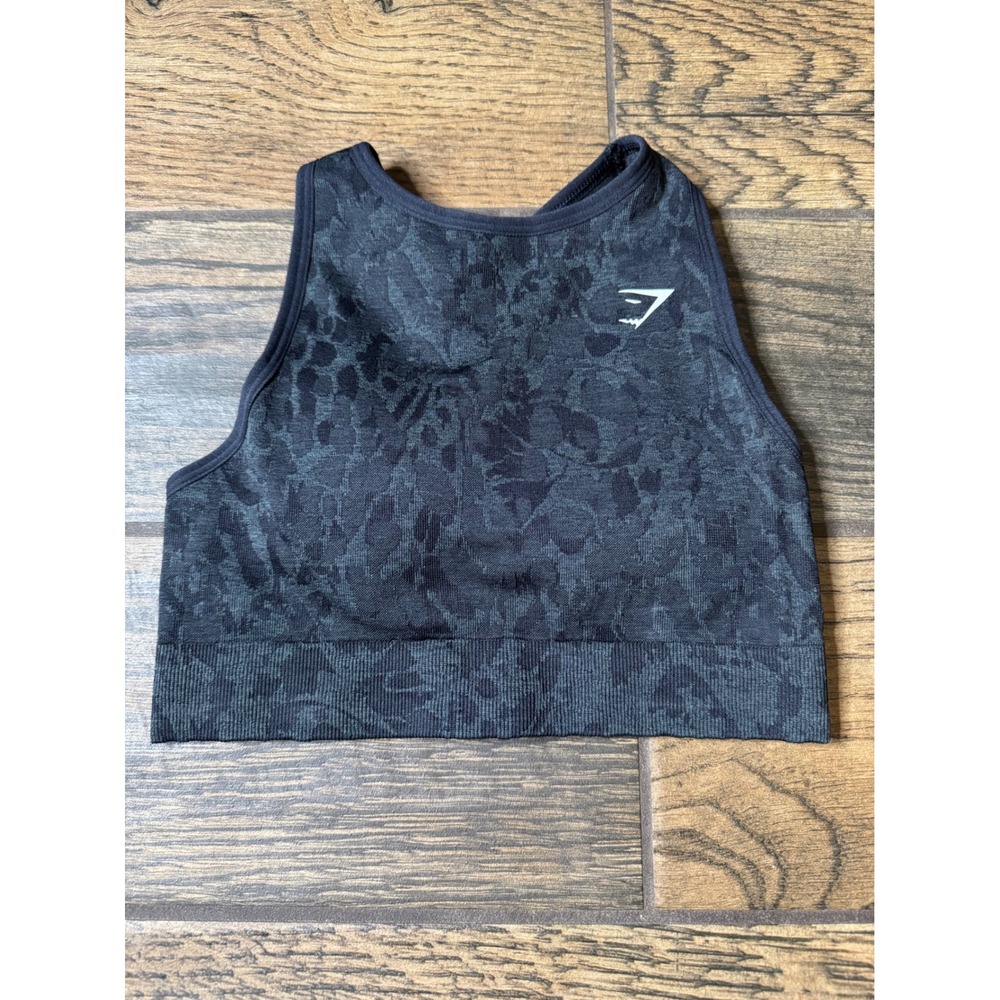 Gymshark Seamless Camo Sports Bra‎ Crop Top Black XS